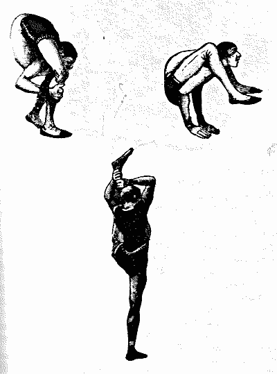 Archivo GIF ilustración 
antigua donde aparece un contorsionista