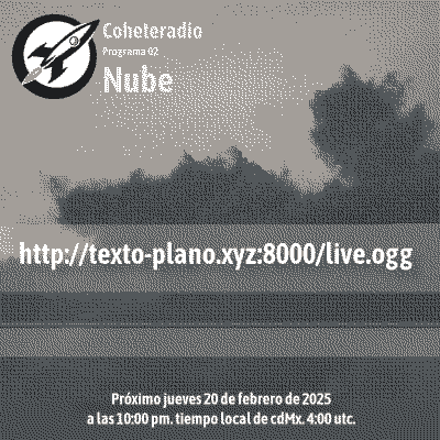 Ilustración en archivo png con el aviso de la transmisión para el día jueves 20 de febrero de 2025