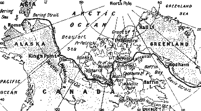 Archivo GIF donde aparece un mapa 
y la ruta que siguió la exploración de Amundsen hacia el Polo
Norte