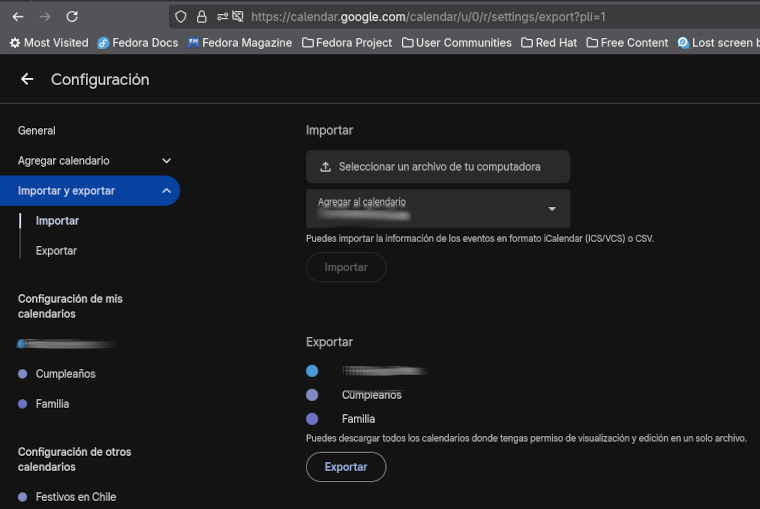 Exportar desde Google Calendar
