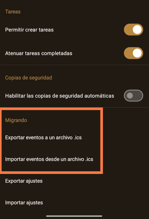 Importar archivo .ics en Fossify Calendar